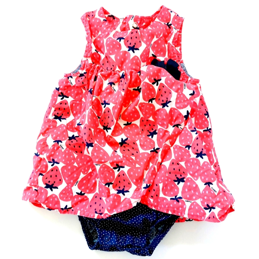 Strawberry &‎ Polka Dot Woven Romper/Dress size 18 months Carter's